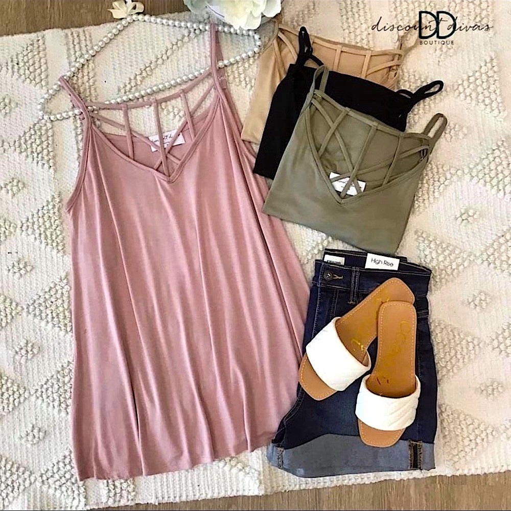 🆕🌿💚DISCOUNT DIVAS: OLIVE Criss Cross Tank Top SMALL
